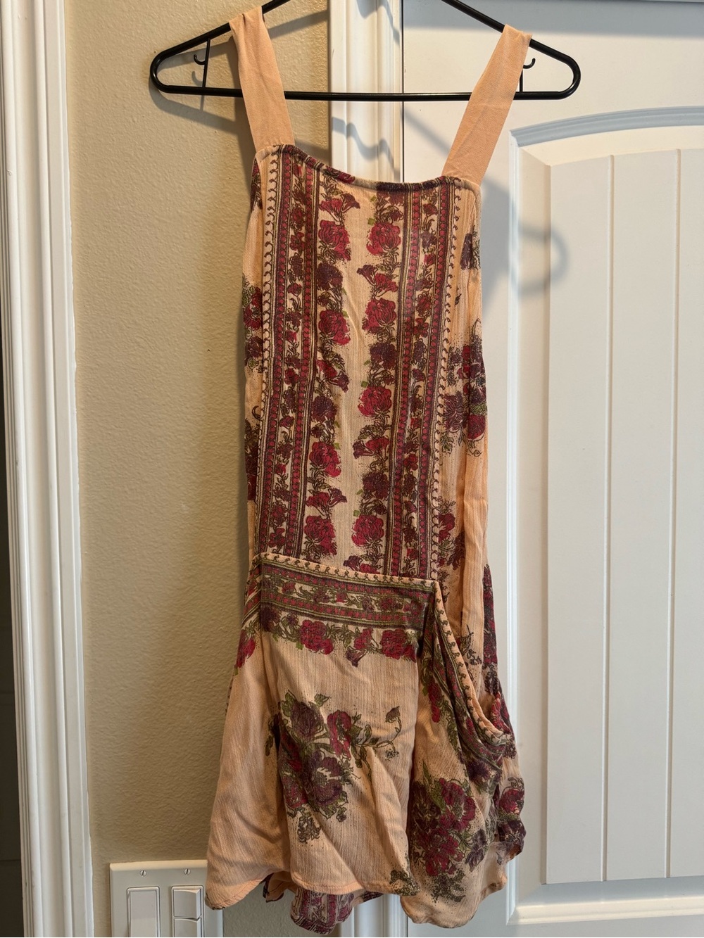 Free People Peach/Pink/Red Floral Apron border dress